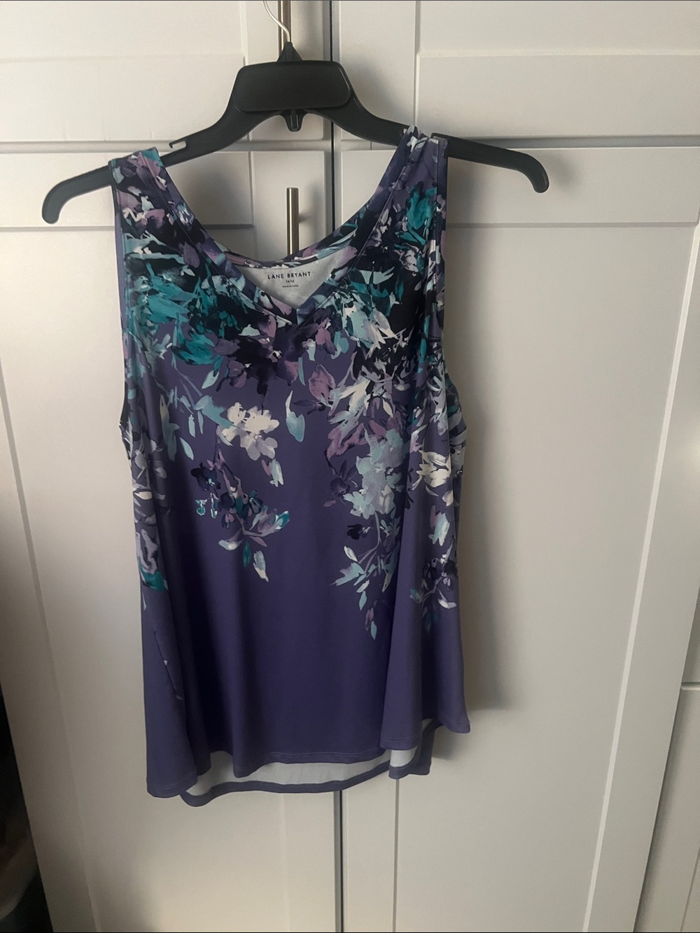 Lane Bryant Purple Floral Sleeveless Tank Top